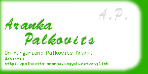 aranka palkovits business card